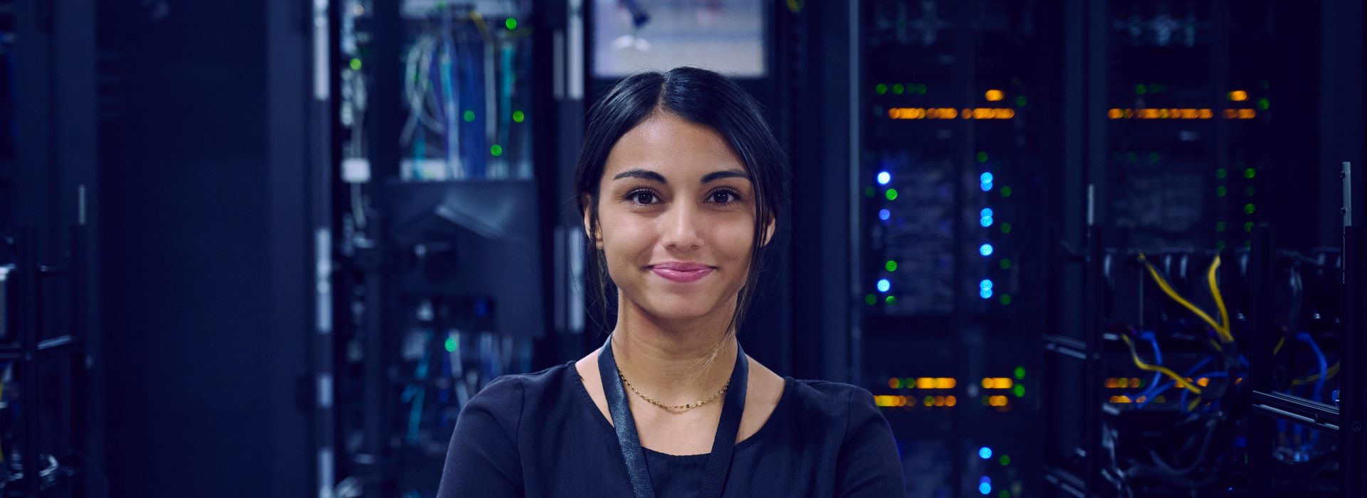 woman in data centre